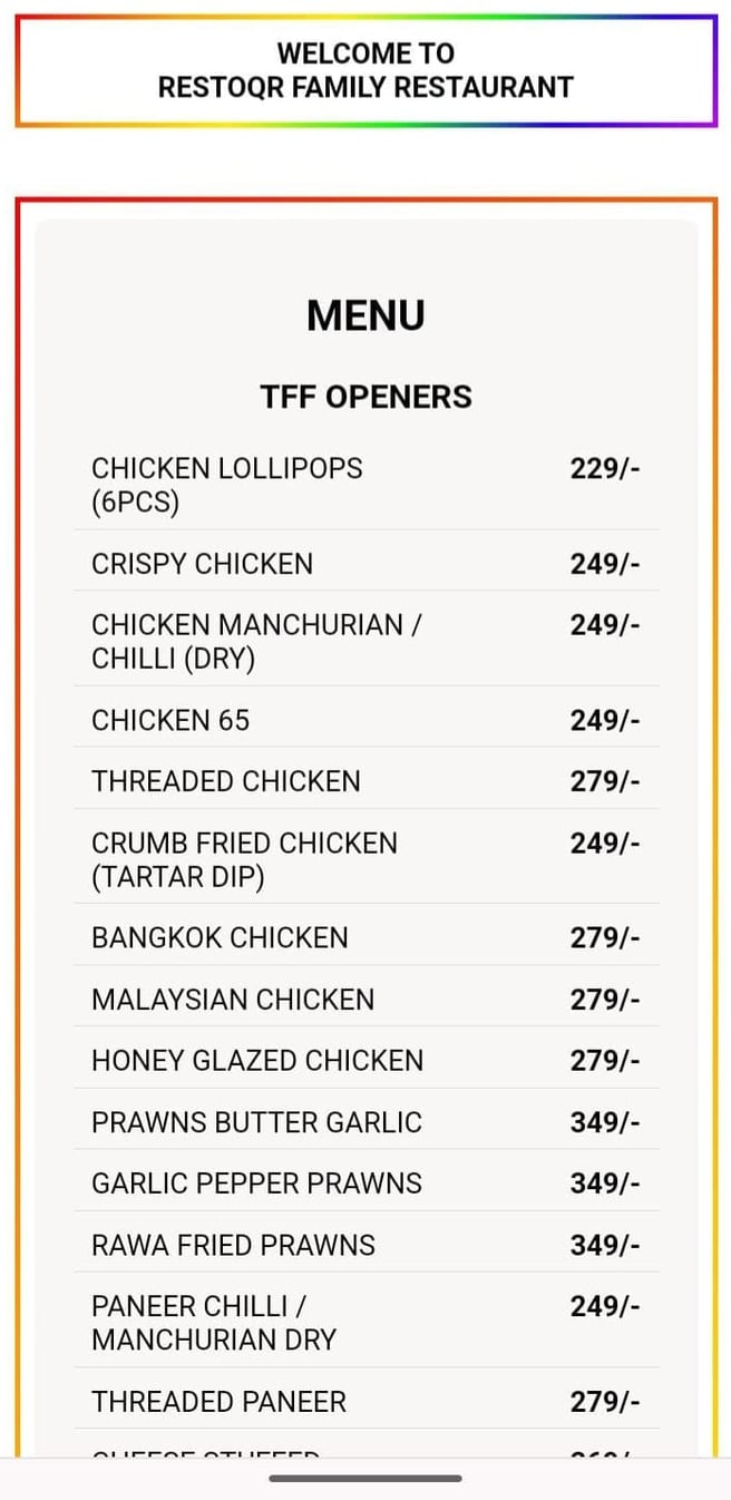 RestoQR digital menu interface – upgrade restaurant ordering experience with upQRade QR codes